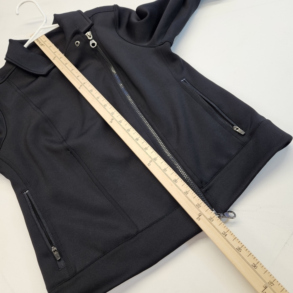 Joy Lab black slant-zip polyester knit biker jacket - womens XSmall - Picture 7 of 9